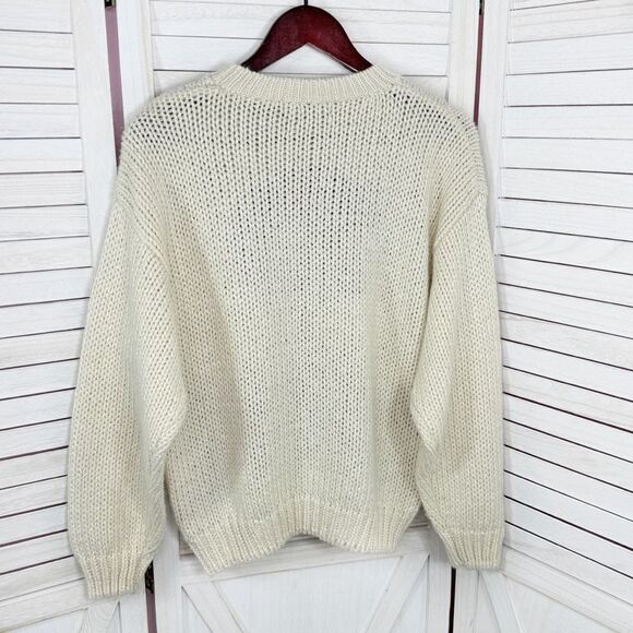 Vintage Rafferty 80s 90s Floral Chunky Knit Sweater Ivory Large Crewneck - Picture 8 of 11